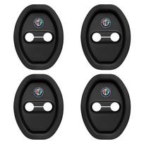 For Alfa Romeo 147 159 Giulietta Giulia Mito Spider Alpha Nheadrest 4pcs Car Door Mute Damping Cushion Silicone Emblem Door Lock Buckle Cover black
