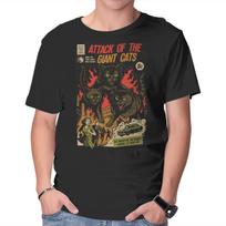 Unisex Crew Neck T-Shirt Attack Of The Giant Cats Graphic Short Sleeve Casual Tee XXXL