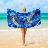 1 Quick-Drying Microfiber Beach Towel With Turtle Print - Soft And Absorbent For The Beach, Camping And Outdoor Adventures 70X140cm