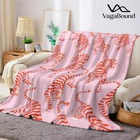 Pink Tigers Pattern Flannel Blanket Warm Soft Halloween Christmas Couch Warm Cozy Decorative Decor Gift For All Season 70x100cm