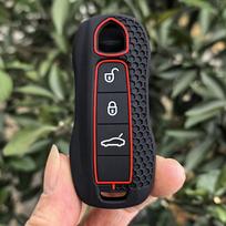 3 mygtukų automobilio nuotolinio valdymo pultelio dėklas raktų pakabukas Porsche Panamera Cayenne 971 911 9YA Macan Boxster Spyder Carrera Cayman 970 981 991 raudona