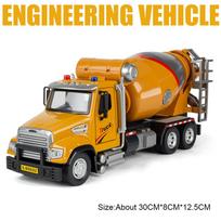 Large Size Concrete Mixer Truck Excavator Crane Transport Vehicle Alloy Diecast Model Toys Car Doors Opened Sound Light Kid Gift