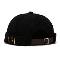 Retro Corduroy Brimless Beanie Hat Unisex Adjustable Docker Cap Solid Color Hip Hop Streetwear Dome Hats For Men Women juoda