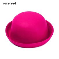 Fashion Elegant Vintage Beanie Cap Fedora Beret Floppy Bowler Felt Hat rožinė raudona spalva