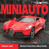 1:32 Bugatti La Voiture Noire Sports Car Alloy Diecast Simulation Metal Model Sound & Light Pull Back Toy Collection Kids Toys raudona