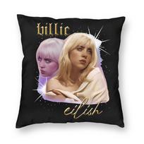 Billies Eilish Ocean Eyes Pillowcase Double-Sided Printing Polyester Cushion Cover Decor Pillow Case Cover Seater Zippered 45*45 Peach skin 18*18(CM)-1Pcs