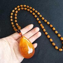 1PC Ethnic Style Beaded Imitation Beeswax Jewelry Sweater Chain Retro Accessories Pendant Women's Necklace