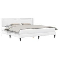 LED Light Strip Bed Frame White 180 x 200 cm Faux Leather