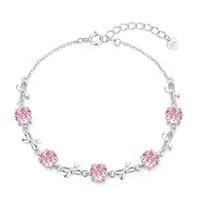 Barbie crystal bracelet  element crystal, sparkling pink rose bow, sweet, smart and high-end jewelry, cute pure desire sweet girl TX2507044A rožinė