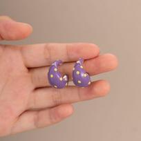 Colorful Polka Dot Hoop Earrings Sweet Geometric Earrings Retro C-Shaped Enamel Earrings  Party Style D