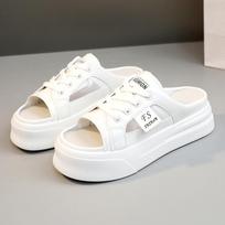 K new mesh semi-drag summer tide hollow breathable thick-soled casual slippers sandals board shoes 35