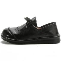 First layer cowhide big head leather shoes retro women's shoes single shoes thick sole round head comfortable women's shoes 35