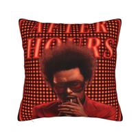 Rapper The Weeknd Pillowcase Printed Polyester Cushion Cover Decor Blinding Lights Dawnfm Pillow Case Cover Home Square 45*45Cm Peach skin 18*18(CM)-1Pcs