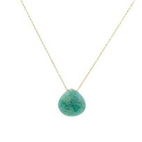 Vintage Stainless Steel Waterdrop Pendant Necklace Colorful Light Luxury Stone Necklace Minimalist Choker Collarbone Chain Party žalia