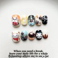 Sweet Cartoon Press-On Nails With Cute Designs - Short Round False Women Reusable Acrylic Nail Tips In XS S M Sizes Extra Small