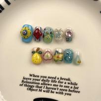 Short Square Press-On Nails With Hand-Painted Cat Eye Design Cute Sweet Style DIY Wearable Nail Art Women Extra Small