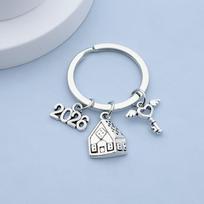 Vintage Metal 2026 Ruler Calculator Doctor Hat Shaped Alloy Keychain Bag Decor Accessory Simple Fashion Graduation Small Gift A4