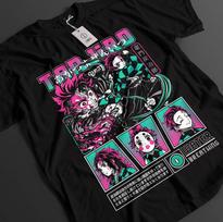 Demon Slayer Shirt Tanjiro TShirt Zenitsu KNY Nezuko Inosuke Akaza Muzan Tee M