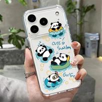 Lovely Baby Panda Print Case For iPhone 17 Pro Max iPhone 16 15 14 13 Pro Max 11 16e 17e Clear TPU Silicone Shockproof Soft Cover iPhone 13 Pro Max skaidri