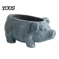 Weather Resistant Planter Pig Planter, Shaped Flowerpot, Pots for Indoor Stone Flowerpot Outdoor Plants, Decorative Succulents Pot Home Yard Pig