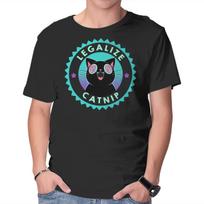 Unisex Crew Neck T-Shirt Legalize Catnip Psychedelic Kitten Graphic Short Sleeve Casual Tee L