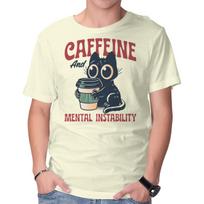 Unisex Crew Neck T-Shirt Caffeine And Mental Instability Graphic Short Sleeve Casual Tee L