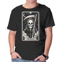 Unisex Crew Neck T-Shirt The Death Tarot Skull Graphic Short Sleeve Casual Tee XS