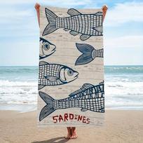 Sardines Fish Beach Towel: Embrace The Nautical Design, Soft Comfort, And Ocean Breeze For Your Coastal Days 50x100cm