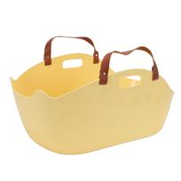Portable Cat Litter Box Super Large Capacity Splash Proof Handheld Cat Litter Box Basket for Travel Yellow geltona