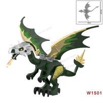 Western dragon Green Fire Dragon Big Action Figures Accessories Building Blocks Educational Toys for Kids Gifts W1501