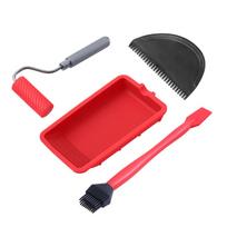 4pcs/set Wood Glue Spreader Handheld Glue Roller With Tray Portable Hand Tool Include Brush And Spreader Woodworking Gluing Kit