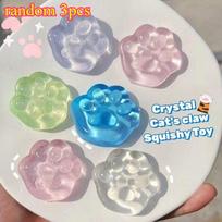 New 2026 Kawaii Cat Paw Sticky Squeeze Toy Soft Realistic Jelly Glitter Cat Claw Squishy Stress Relief Toys Adults Unique Gifts
