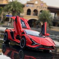 1:32 SINA Alloy Sports Car Model Diecast Metal Toy Vehicles Car Model Simulation Sound and Light Collection Childrens Toy Gift raudona