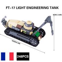 WW1 French Military Light Tank Building Blocks Army Soldier Figures Self-propelled Artillery Model Assemble Bricks Boy Toys Gift