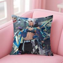 Games V-Valorants Cushion Cover Natural Linen Pillow Case Double-Sided Print Decorative Sofa Pillowcase Home Decor Gift Peach skin 18*18(CM)-1Pcs
