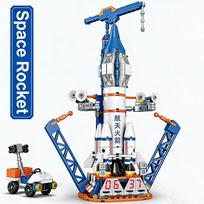 Space Rocket Launch Center Building Blocks Manned Rocket Building Blocks Assembly Model Children Educational Toy Holiday Gift
