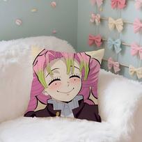 Cute K-Kanroji-Mitsuri Case Plush Fabric Soft Pillowcase Double Sided Print Cushion Cover Household Gifts Peach skin 18*18(CM)-1Pcs
