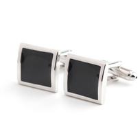 1 Pair Man's Shirt Studs Black Paint Squared Cufflinks for Business Wedding Party