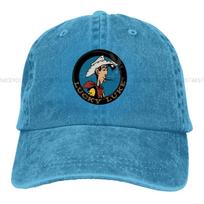 Cowboy in Circle Layered Baseball Cap Men Hats Women Visor Protection Snapback Lucky Luke Cartoon Comic Caps One Size ežero mėlyna spalva