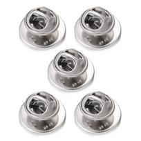A52E Pack of 5 Stainless Steel Pin Backs Secure Brooch Base Cabochons Holder Bezel
