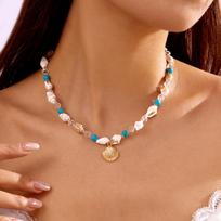 Handmade Starfish Pendant Necklace Bohemian Conch Beaded Choker For Women Spring Summer Beach Jewelry Gift