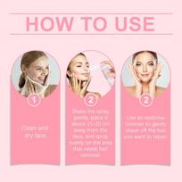 Gentle & Soothing Facial Hair Removal Spray 100Ml Hair Identifier Spray Depilatory Spray With Scraper For Women Delicate one size