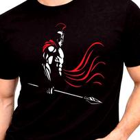 Spartan Warrior Graphic T-Shirt Ancient Greek Soldier Helmet Spear Battle Tee XL