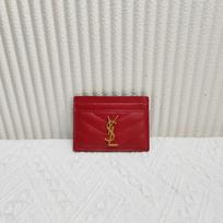 [Pre-Owned] Ysl Monogram Gold Logo Grainy Embossed Quilted Leather Card Holder - Very Good #DN90DC ONE SIZE