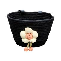 Boys Girls Bicycles Basket Bicycles Front Handlebar Basket Soft Rope Woven Tricycle Basket Cycling Accessories chaki
