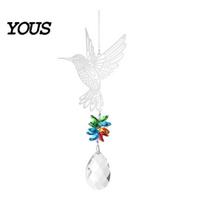 Sun Catcher Hanging Metal Hummingbird Suncatcher, Faux Crystal Prisms Window Multi-layered Suncatcher Rainbow Maker Ornament for Garden, Home C