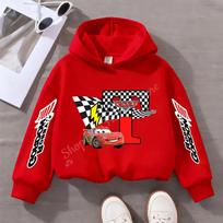 Cartoon Car Lightning McQueen Children's Pullover Hoodies Creative Anime A-Z  Letter Patterns Sweatshirt Kid Fashion Casual Top 100