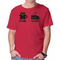 Unisex Crew Neck T-Shirt Catnip Catnap Graphic Short Sleeve Casual Tee XS