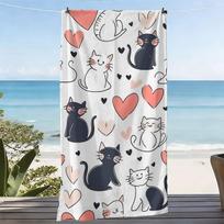 Cute Cartoon Shiba Inu Dog Print Beach Towel, Yellow Animal Pattern Soft Microfiber Bath Blanket, Multiple Sizes 70x40cm