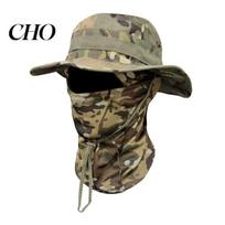 Cycling Sun Hat Camouflage with Balaclava Face Mask, UV Protection Men Wide Lightweight Brim Hat, Breathable Bucket for Outdoor Fishing Hiking Mask